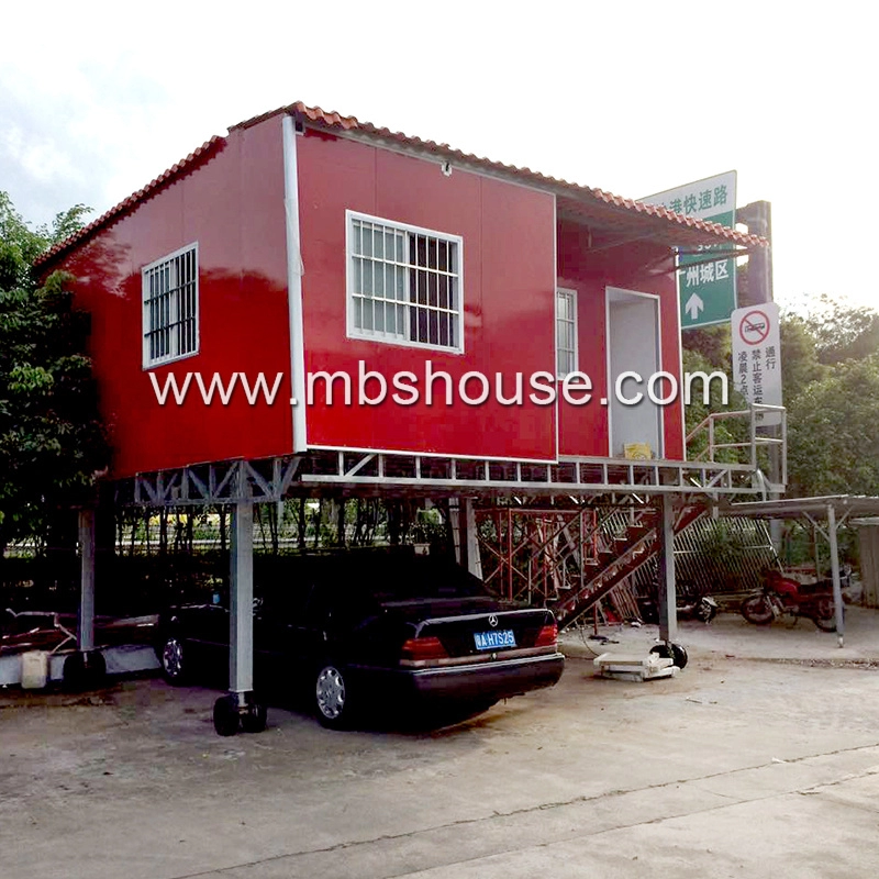 İki Katlı Bina Planı Hafif Çelik Prefabrik Garajlı Yaşam Evi
