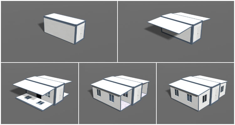 İki yatak odalı oturma evi olan prefabrik genişletilebilir ev