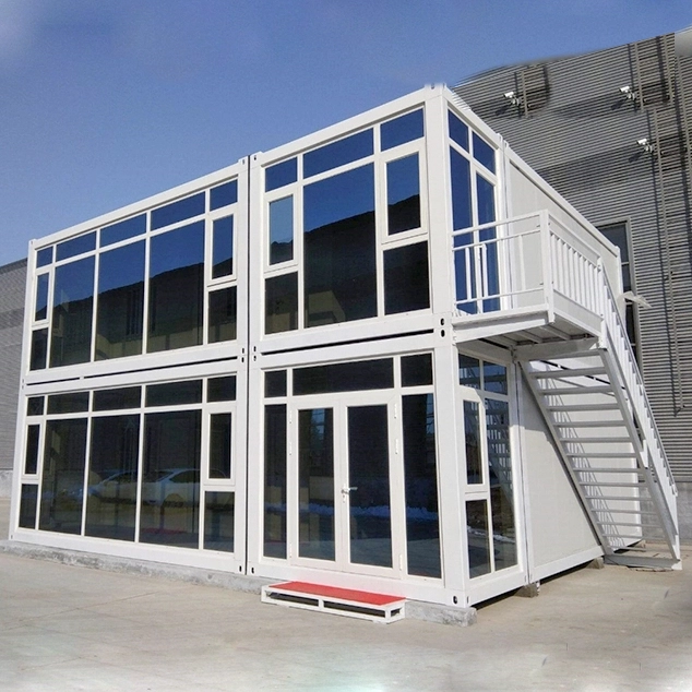 Konteyner ofis 2 katlı düz paket modüler çelik konteyner ofisleri satılık