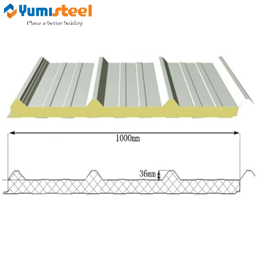 50 mm yüksek yoğunluklu PUR/PIR sandviç çatı paneli