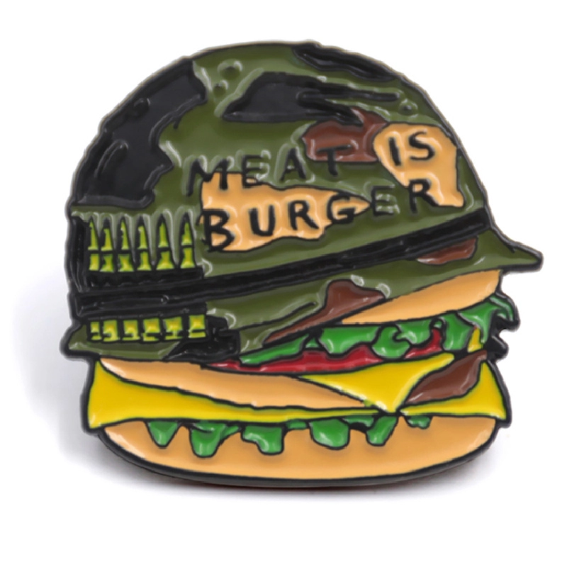Üretici özel yumuşak emaye burger yaka iğnesi